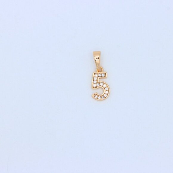 "Rose Gold Number 5 Pendant with Crystals – 18K Gold Plated Charm, XPPT1345 - Picture 11 of 13